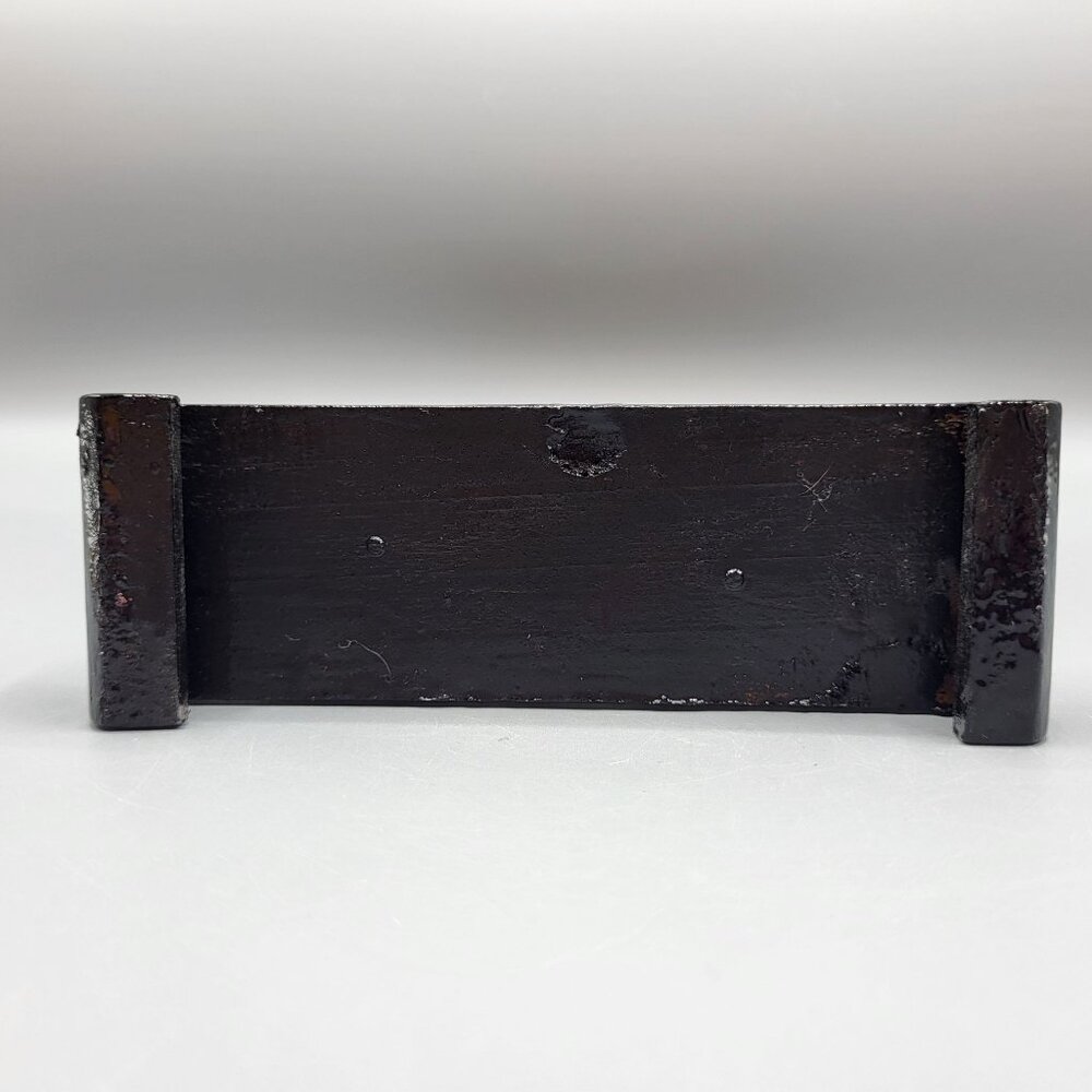 Vtg Chinese Hand Carved Cork Diorama Cranes Black Lacquer Art Stand 8.5" x 6.25" - Picture 13 of 13